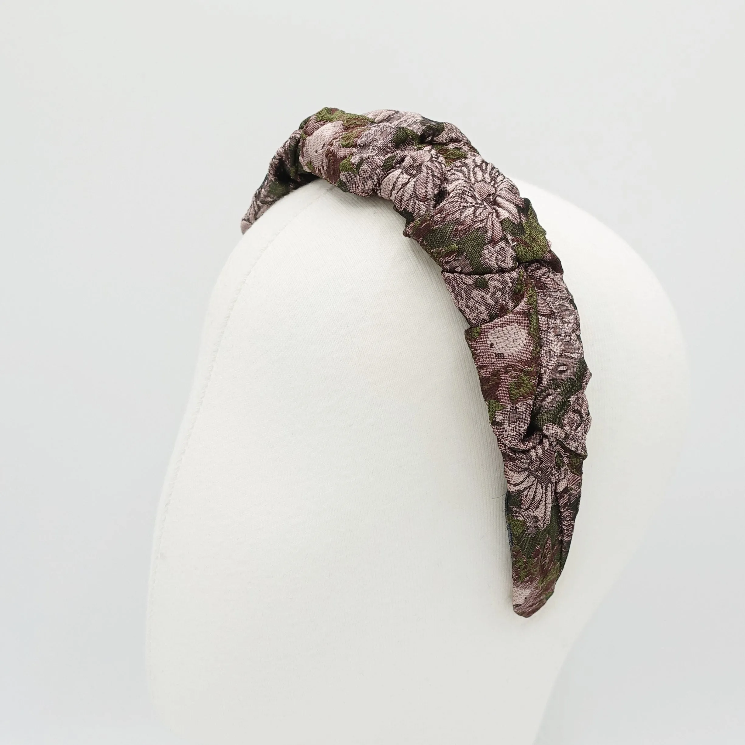 floral jacquard twisted wave headband darker color tone Autumn hairband women hair accessory