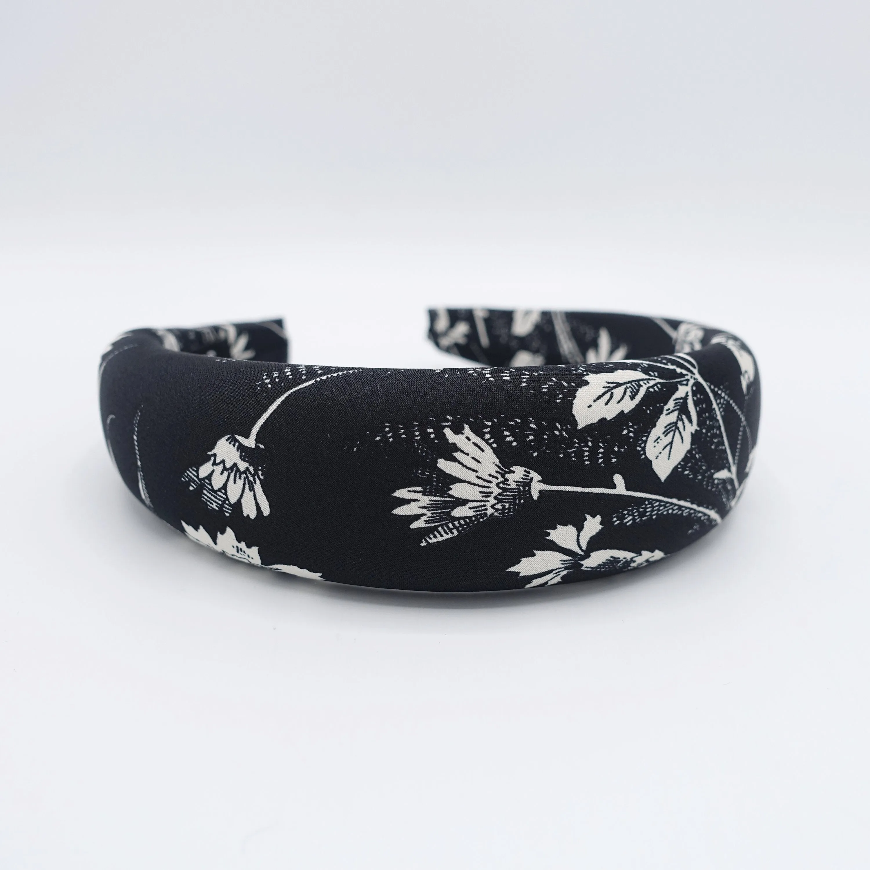 floral padded headband, satin floral headband, flower print headbands for women