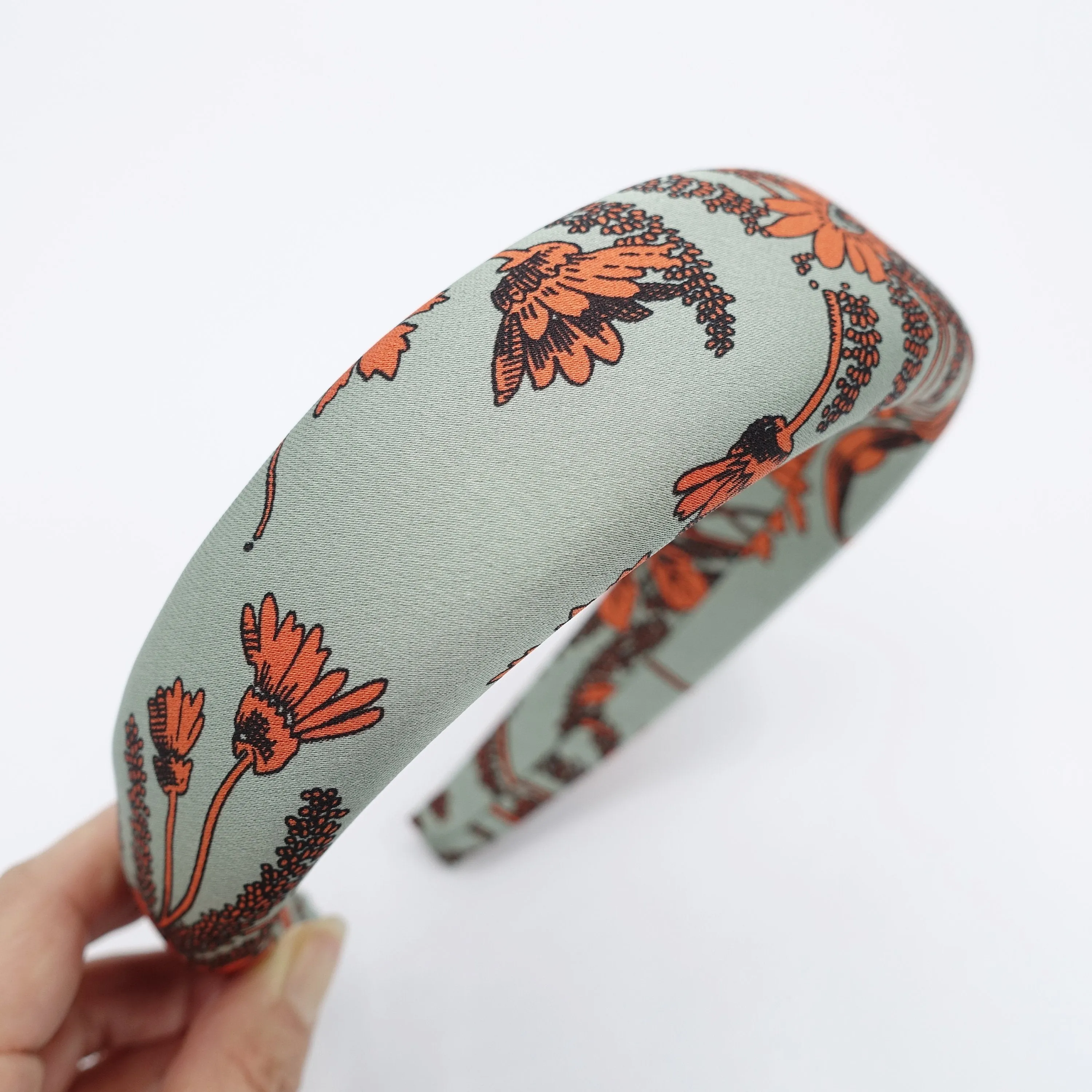 floral padded headband, satin floral headband, flower print headbands for women