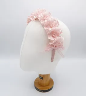 floral pearl lace headband for kids and girls