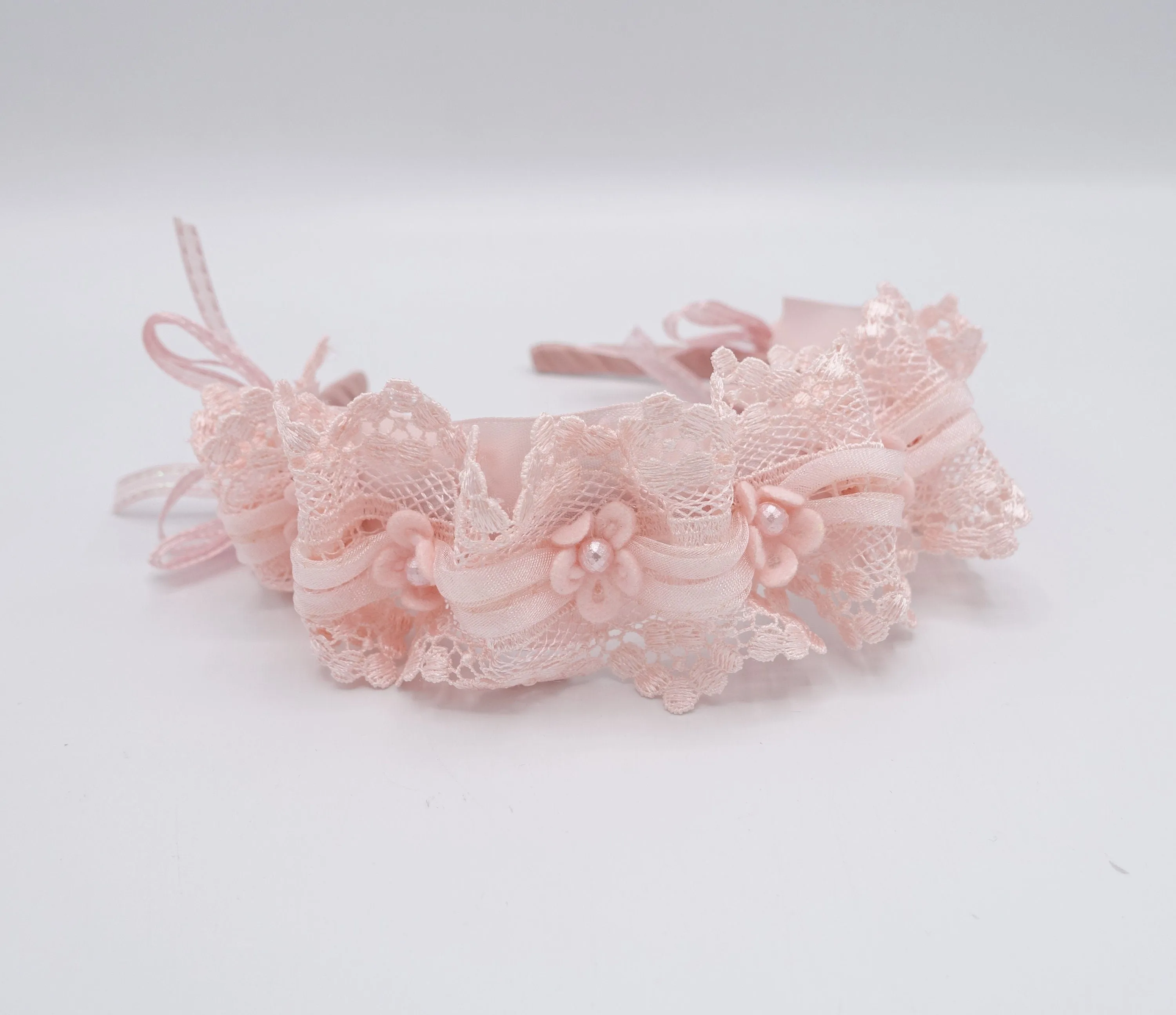 floral pearl lace headband for kids and girls