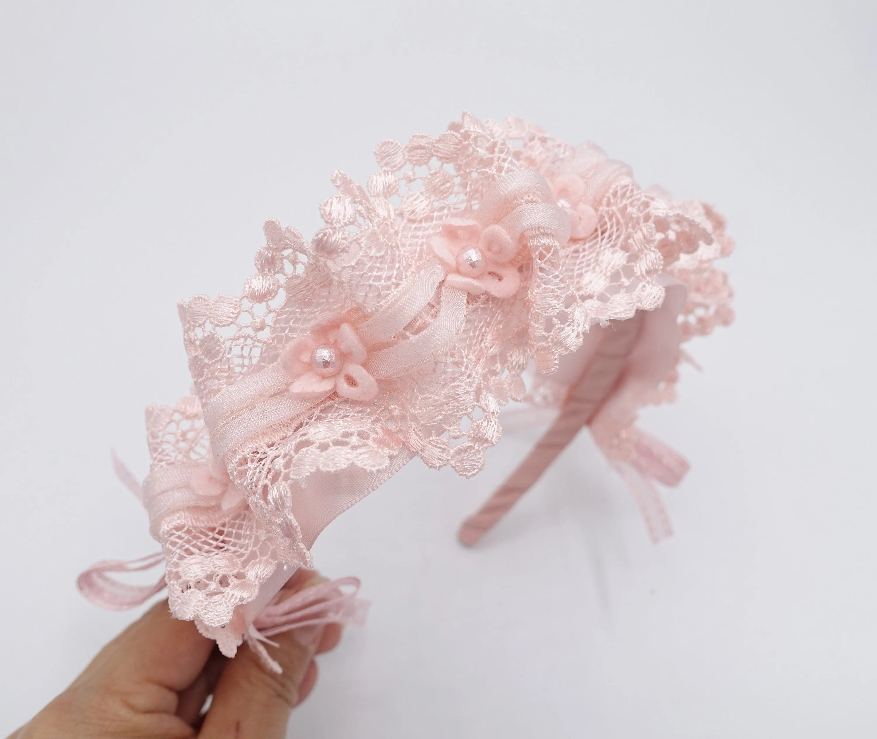 floral pearl lace headband for kids and girls