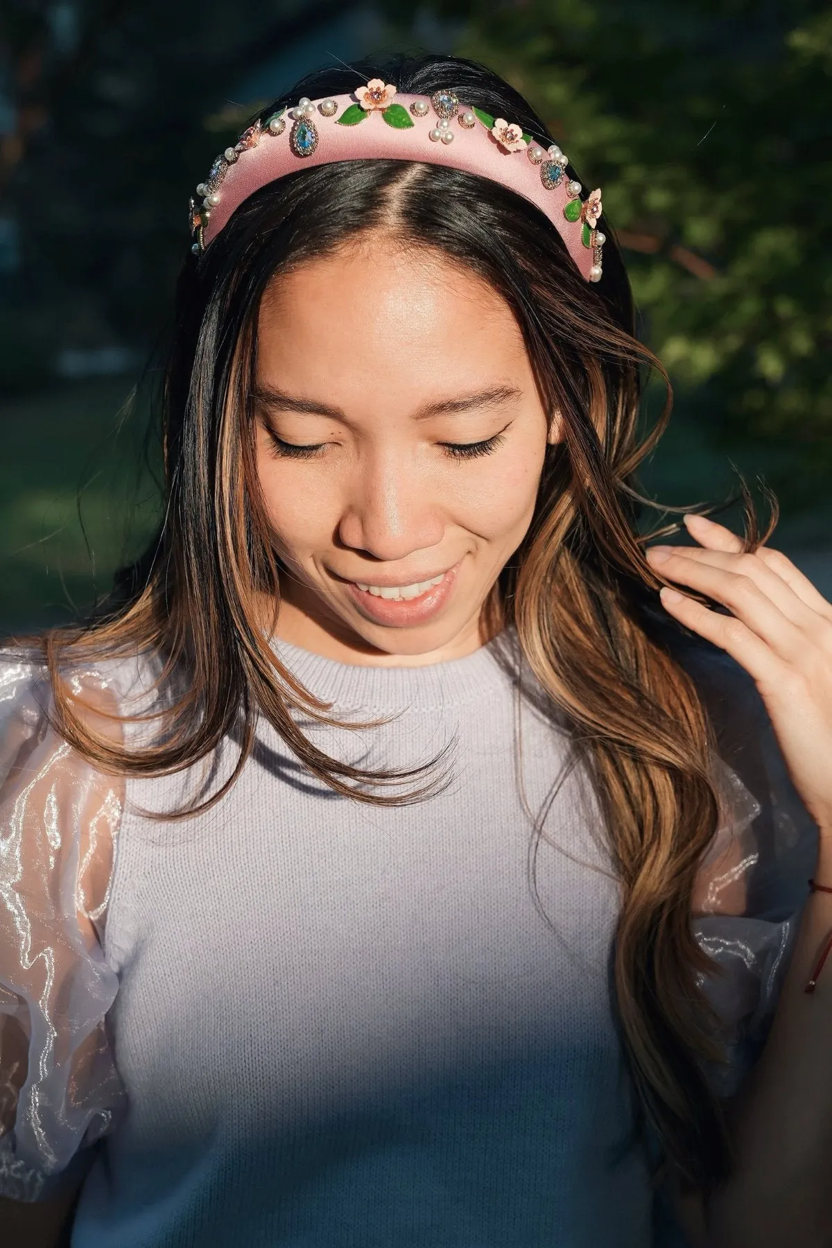 Flower and Pearl Stone Headband