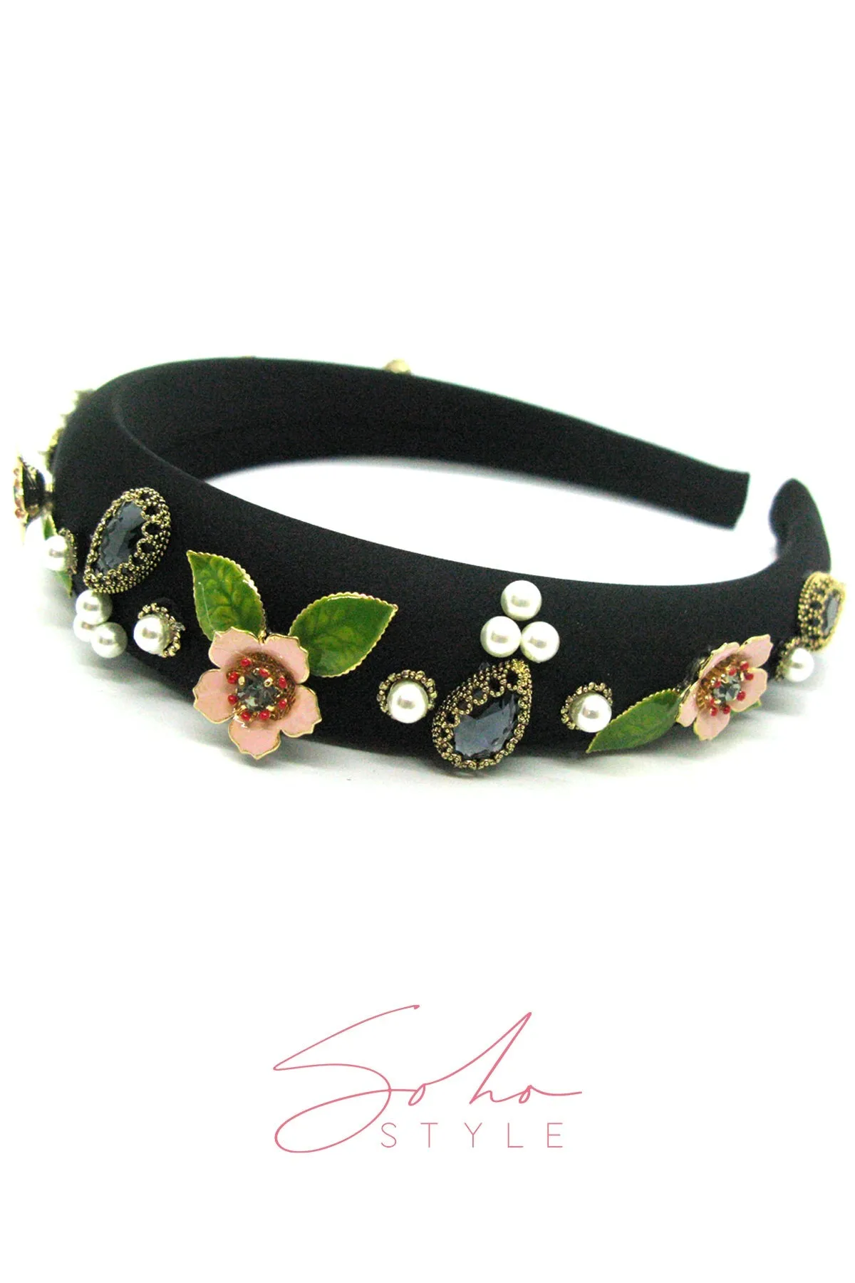 Flower and Pearl Stone Headband