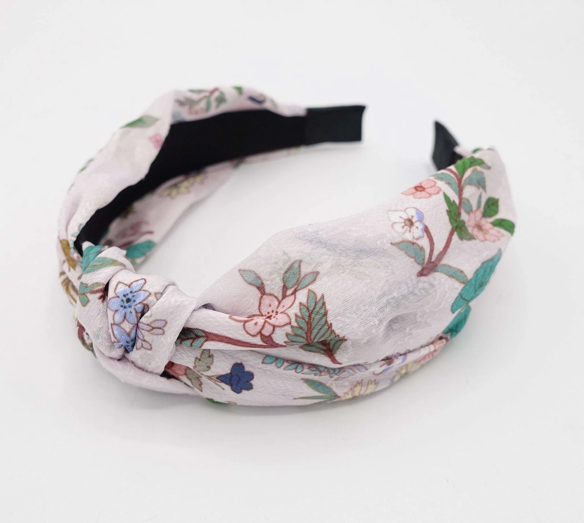 flower stem knot headband silk screen print chiffon hairband luxury women hair accessory