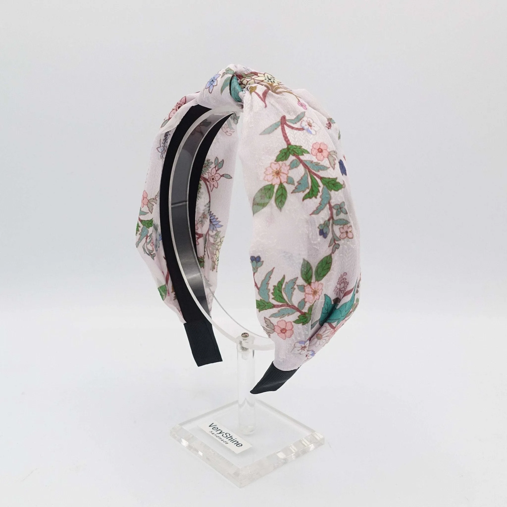 flower stem knot headband silk screen print chiffon hairband luxury women hair accessory