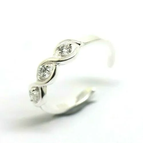 Genuine 925 Sterling Silver Cubic Zirconia Adjustable Swirl Toe Ring