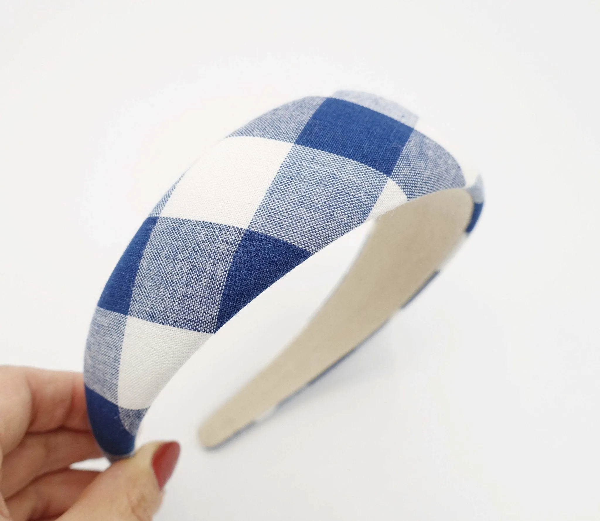 gingham check padded headband checkered pattern hairband casual hair accessory for women