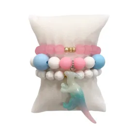 Girls Bracelet Stack - Dino-Mite - Cotton Candy