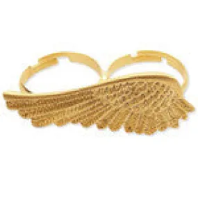 Gold Angel Wing Double Ring