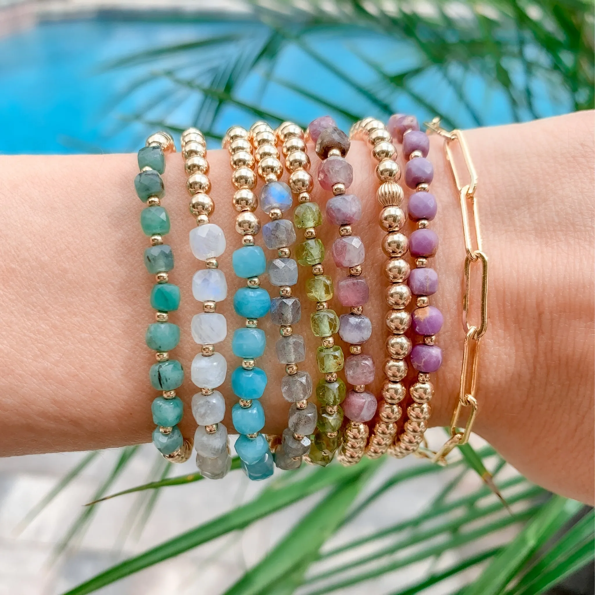 Gold Beaded Bracelet | Moonstone