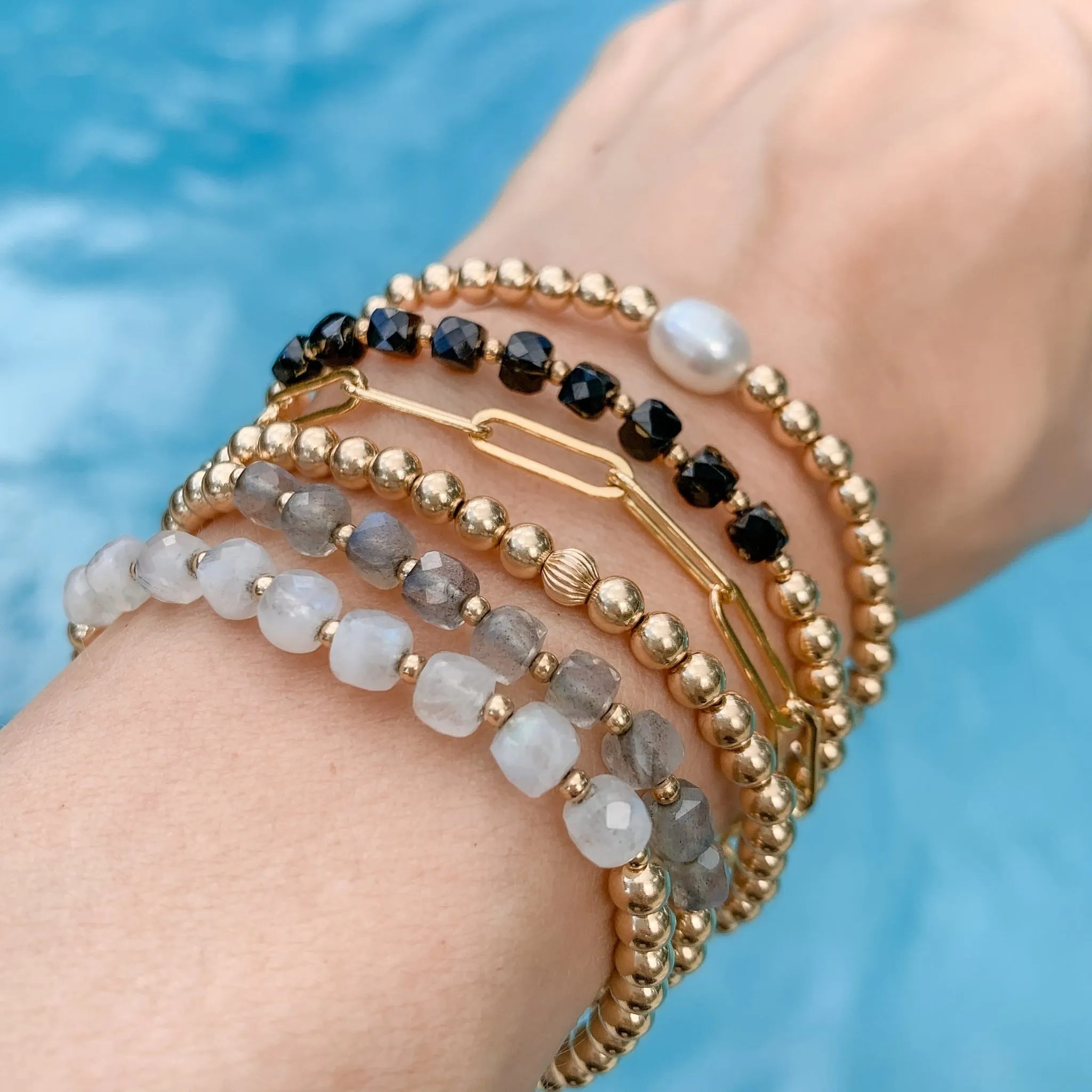 Gold Beaded Bracelet | Moonstone