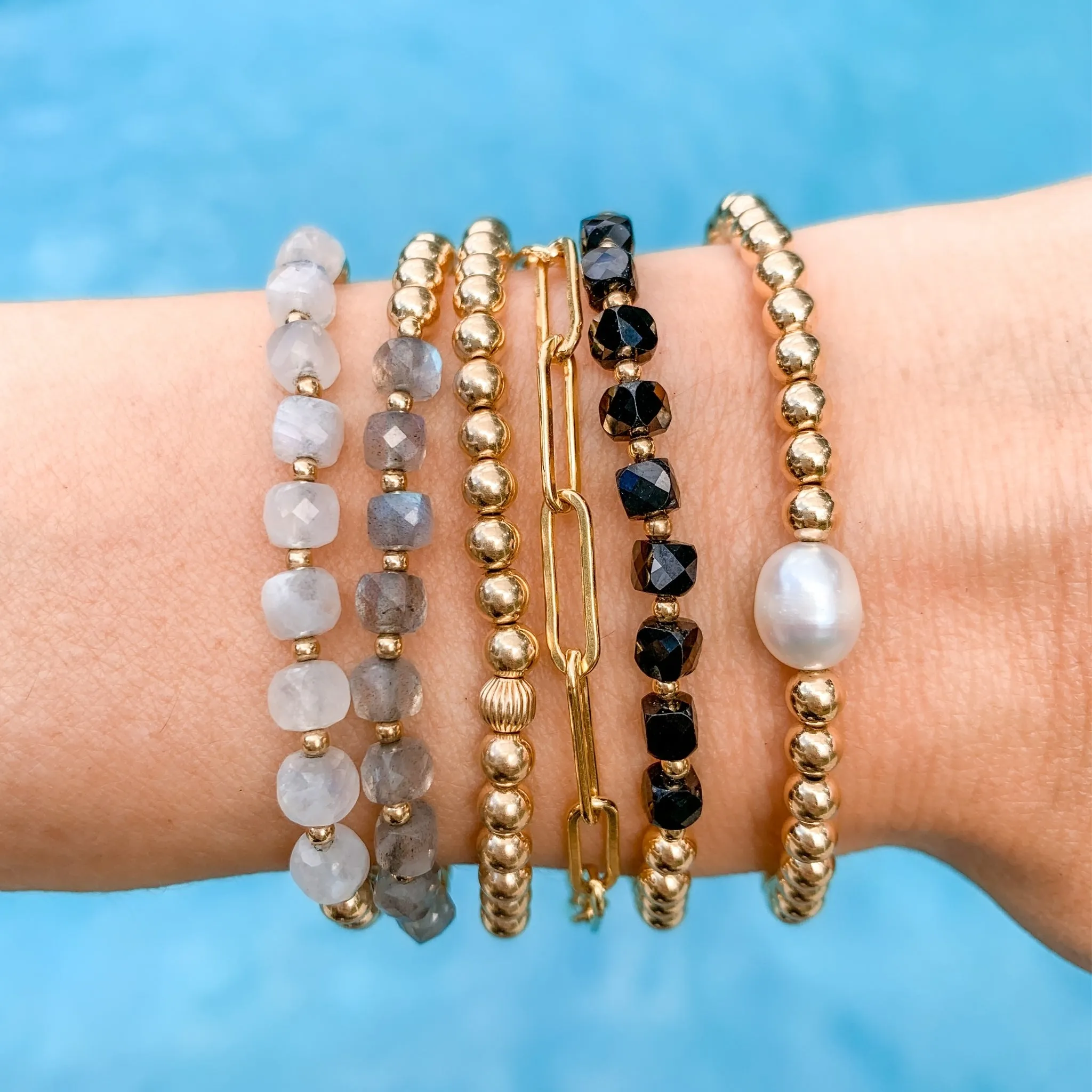 Gold Beaded Bracelet | Moonstone