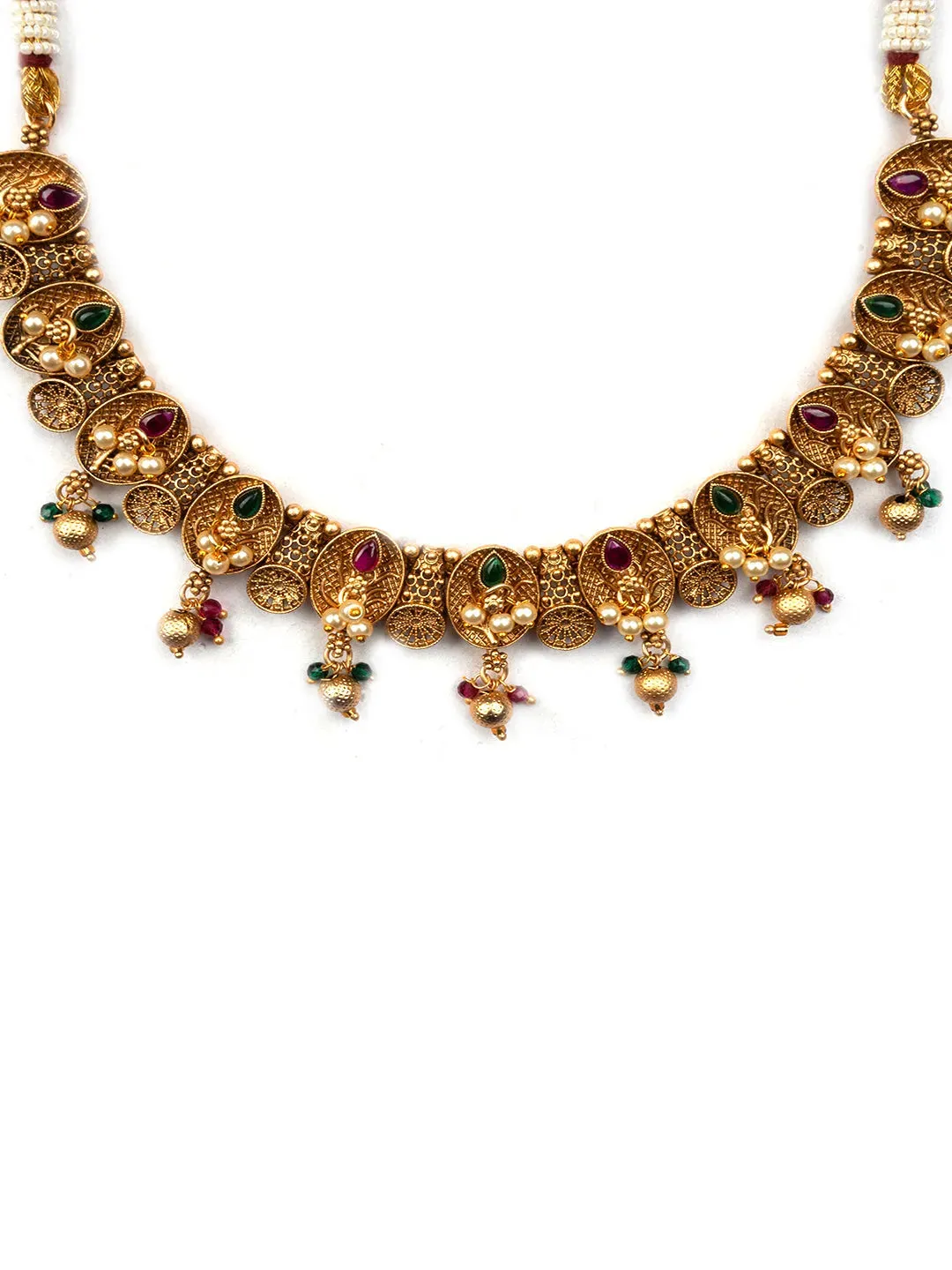 Gold Plated Rajwadi Bela Necklace Set