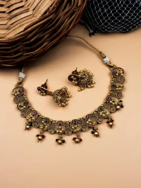 Gold Plated Rajwadi Bela Necklace Set