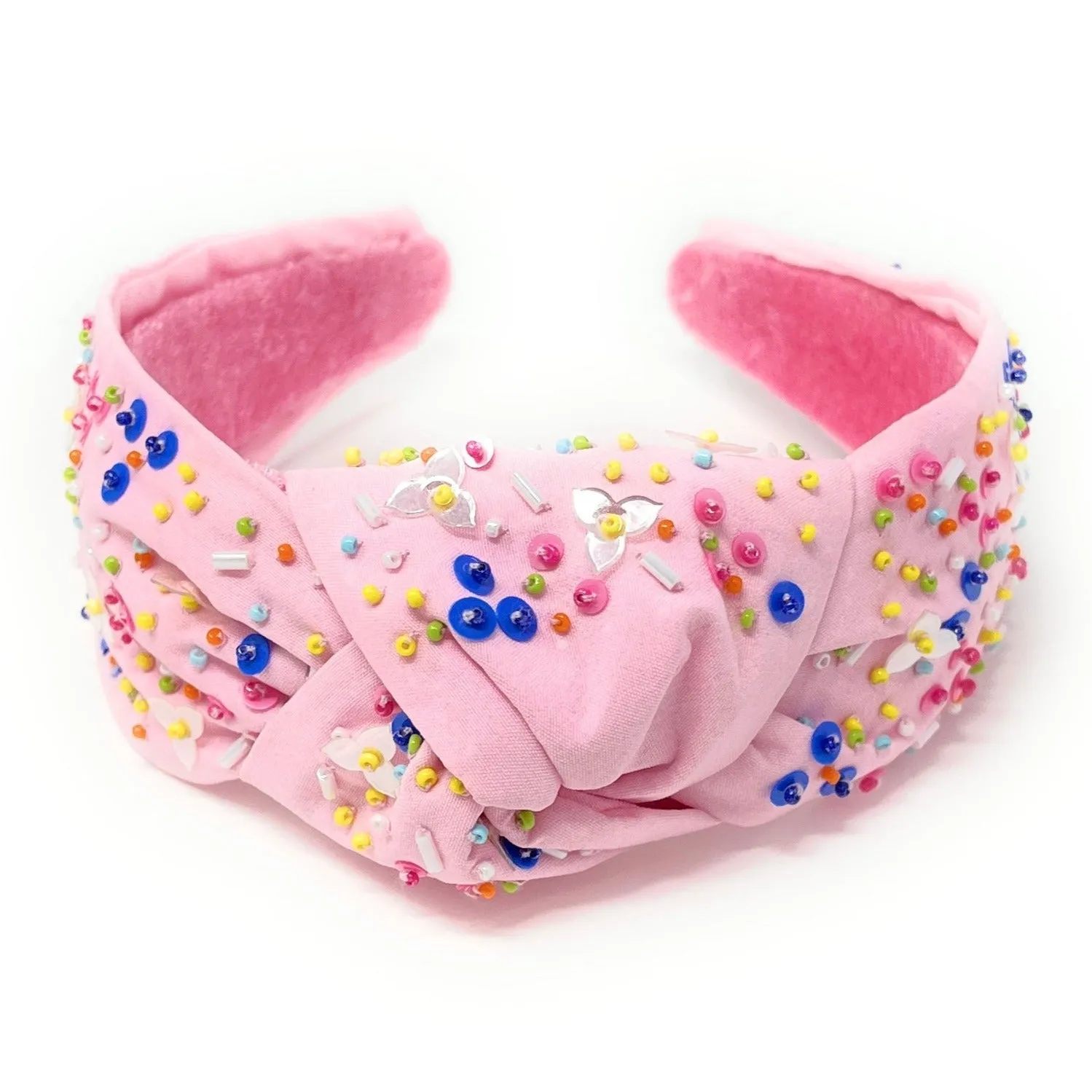 Hand Beaded Confetti Knot Headband