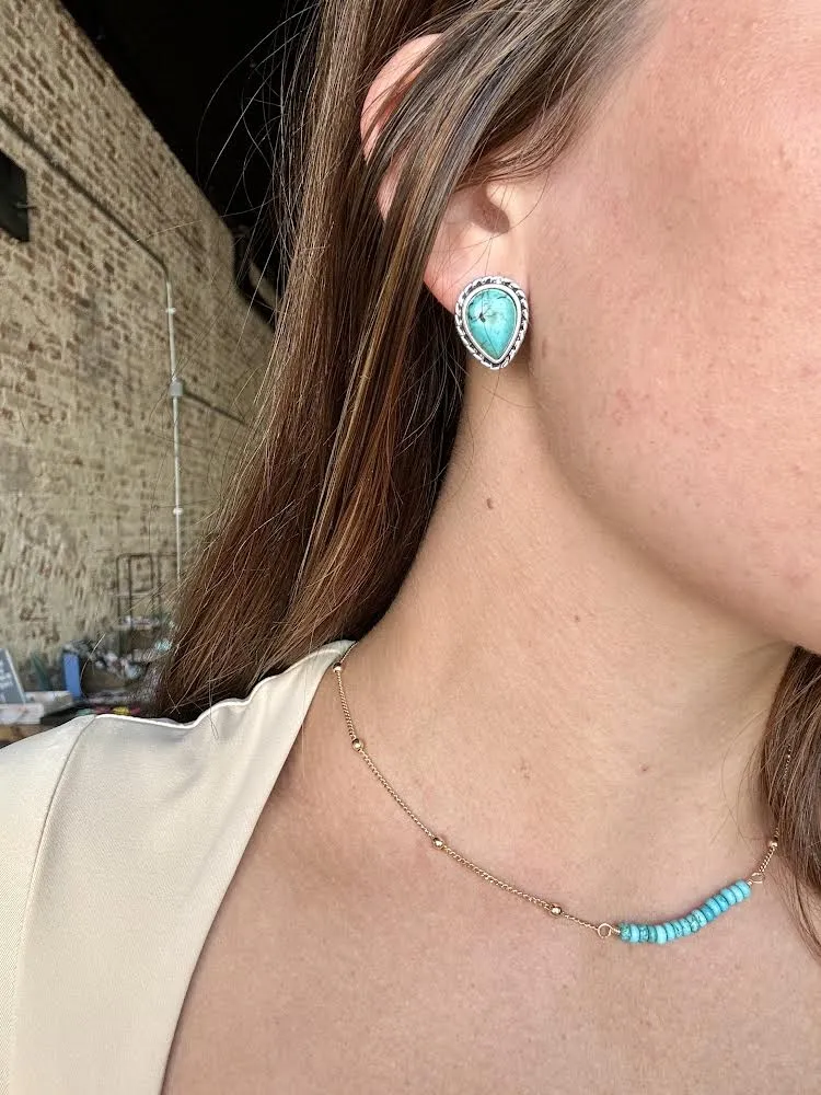 Harvard Turquoise Teardrop Stud Earrings