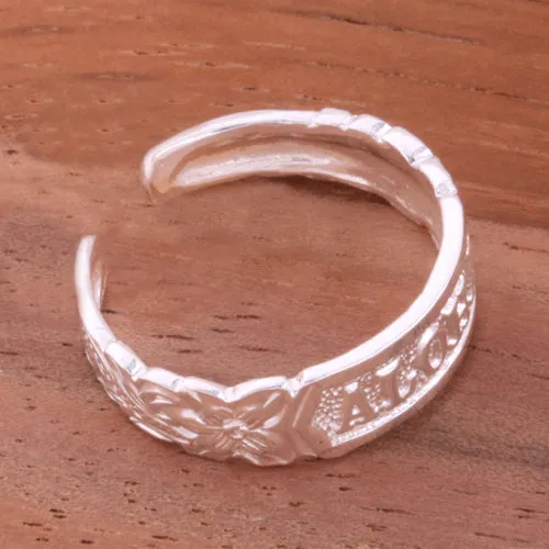 Hawaiian Scroll ALOHA Cut Out Edge Toe Ring