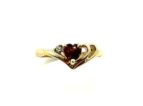 Heart Shaped Garnet and Diamond Accent Ring