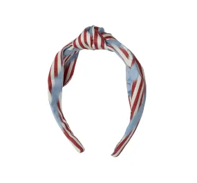 Hyannis Silk Ikat Knotted Headband - Red, White, French Blue