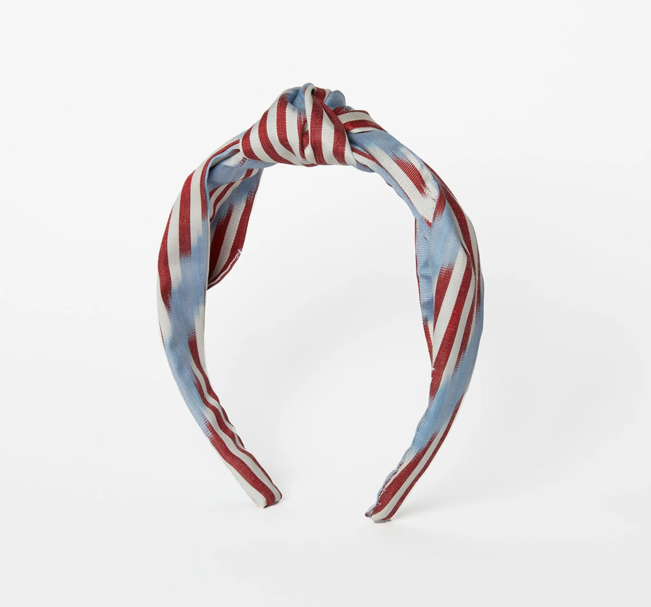 Hyannis Silk Ikat Knotted Headband - Red, White, French Blue