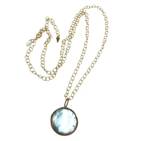 Ice Blue Marbled Moonglow GOLD Layering Necklace