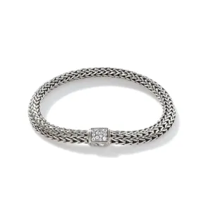 Icon Bracelet, Sterling Silver, Pavé, 6.5MM