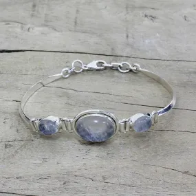 Icy Surface Rainbow Moonstone Pendant Bracelet