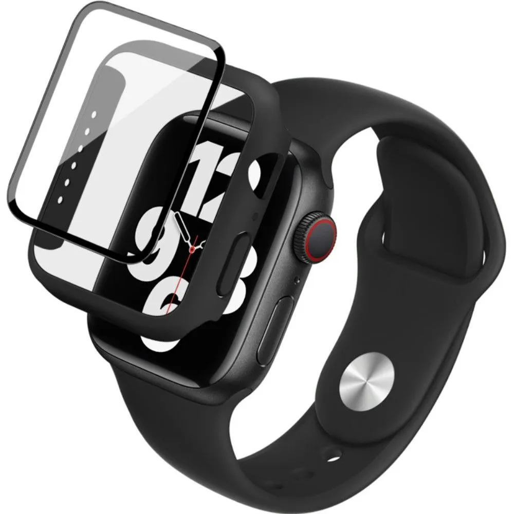 IMAK Apple Watch (40mm) silicone cover with watch strap   tempered glass - Black