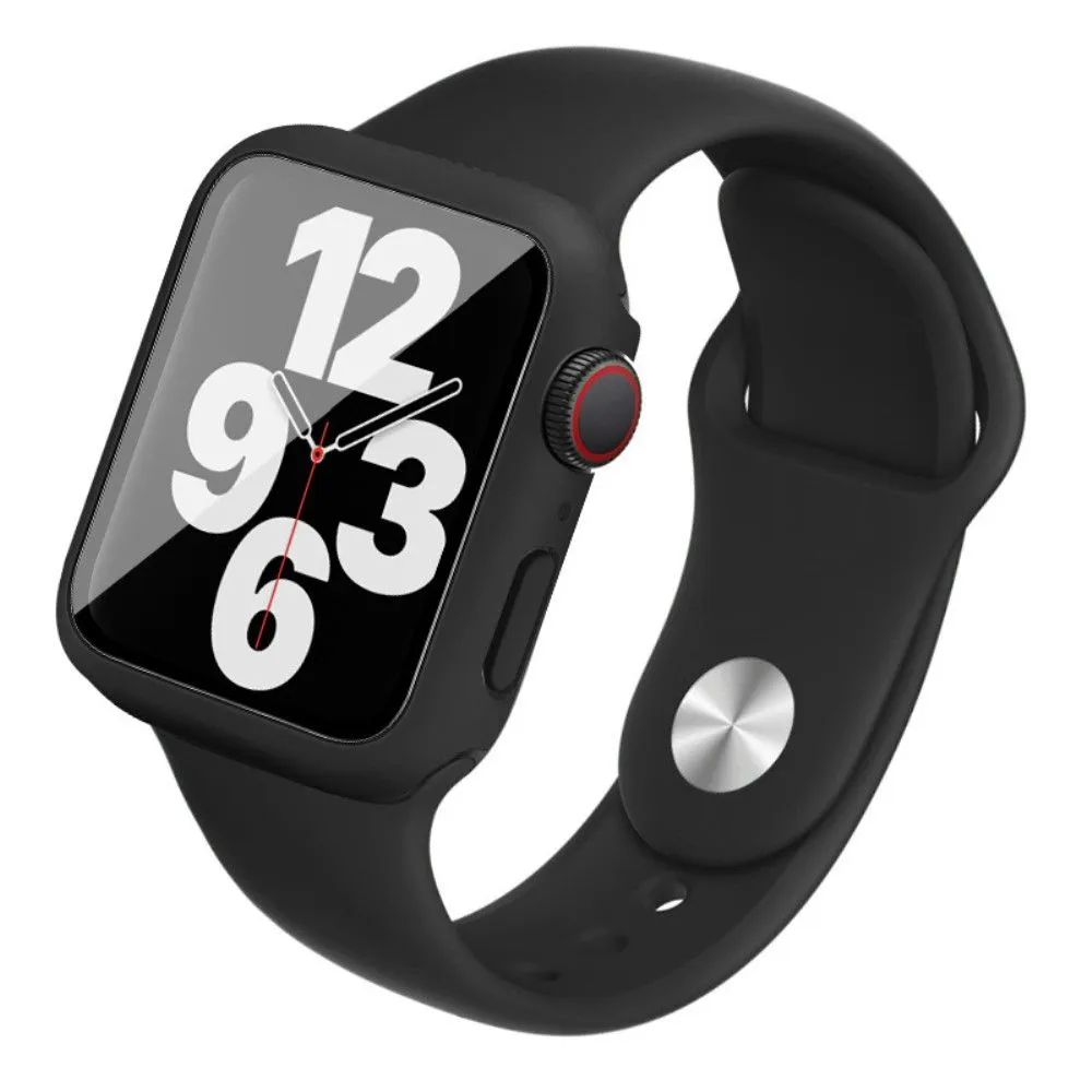 IMAK Apple Watch (40mm) silicone cover with watch strap   tempered glass - Black