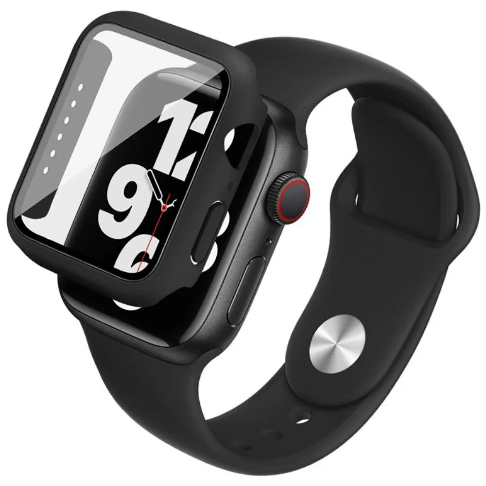 IMAK Apple Watch (40mm) silicone cover with watch strap   tempered glass - Black