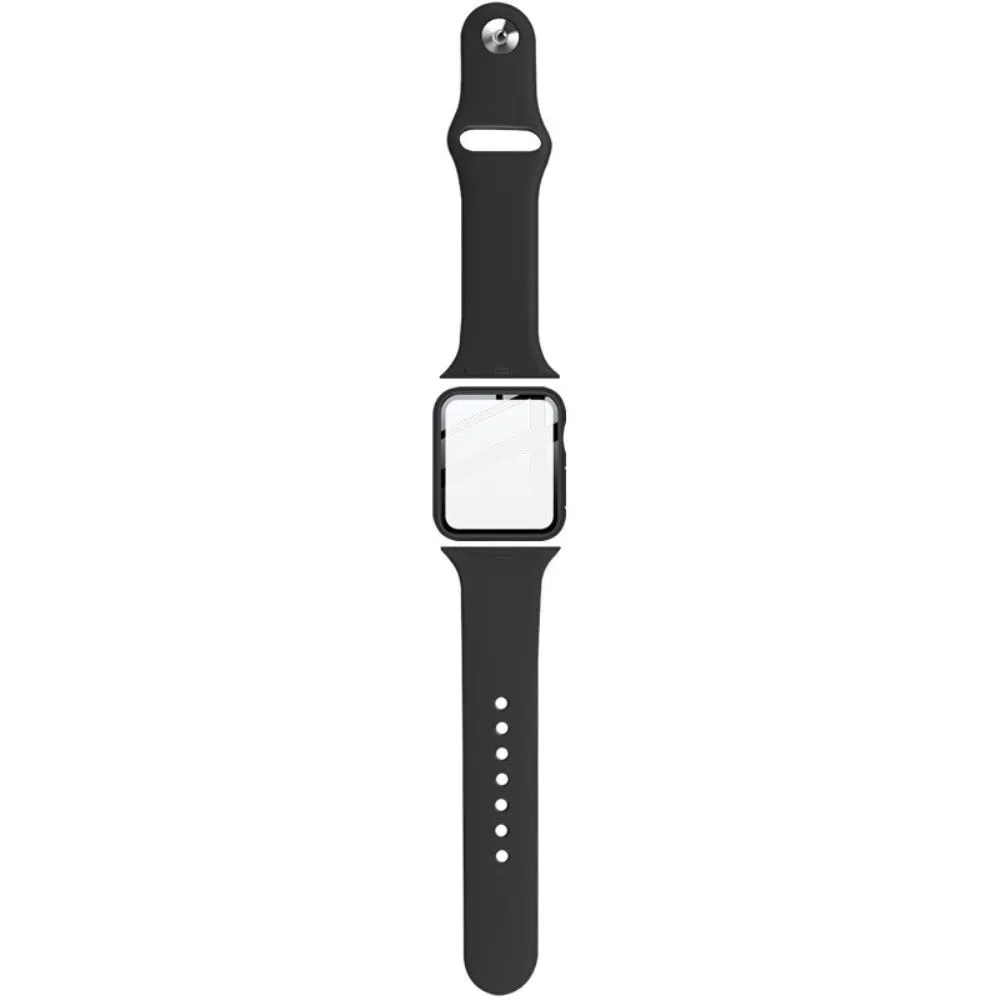 IMAK Apple Watch (40mm) silicone cover with watch strap   tempered glass - Black