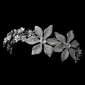 Immaculate Antique Silver Side Accented Flower Headpiece