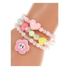 JAB43998 - Smiley Flower Bead Stretch Bracelet Set