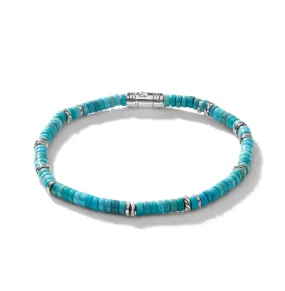 John Hardy Classic Chain Bracelet with Heishi Turquoise Beads