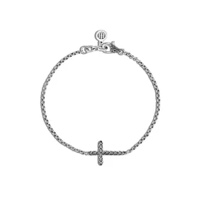 John Hardy Classic Chain Silver Mini Rolo Chain Cross Bracelet