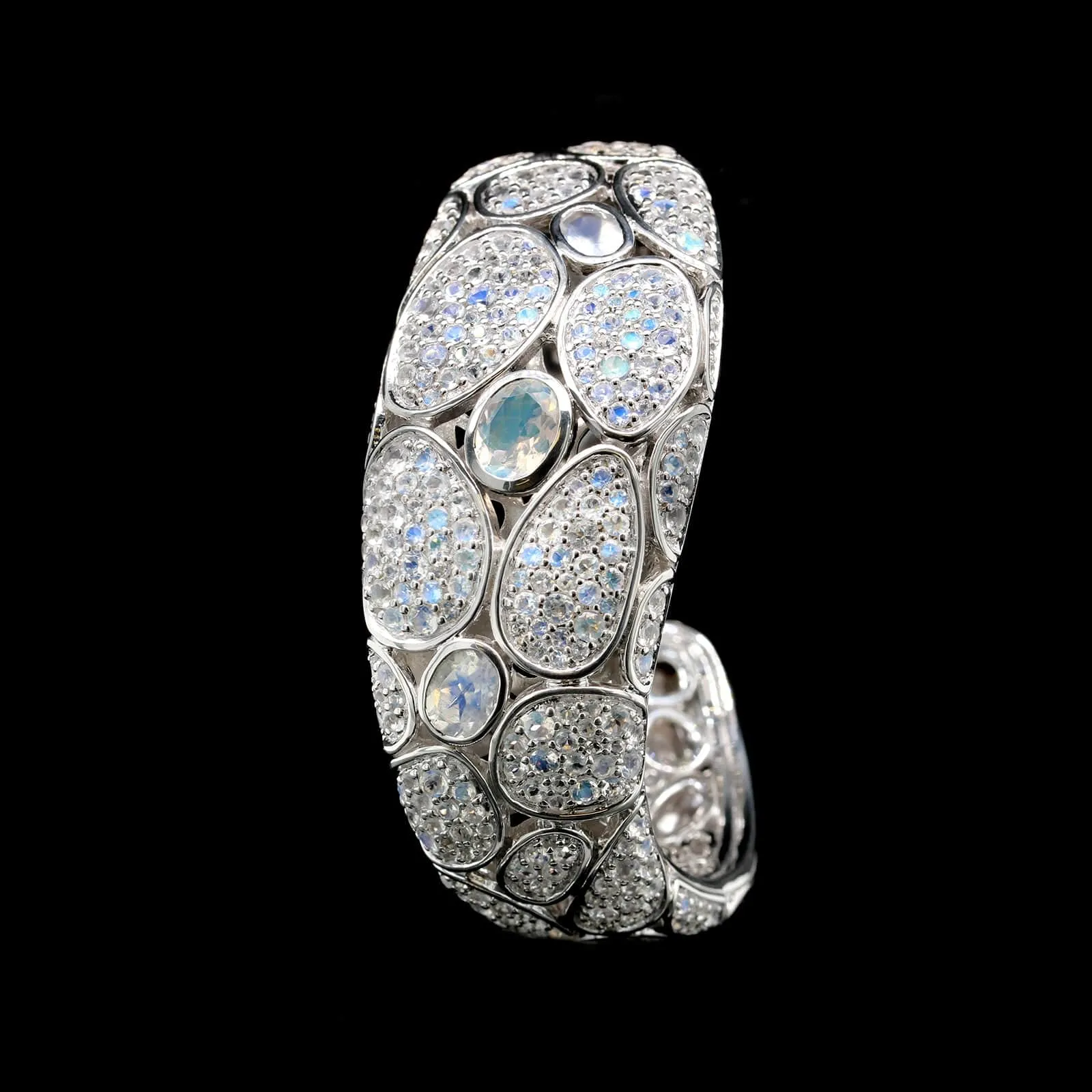 John Hardy Sterling Silver Estate Moonstone Kali Cuff Bracelet