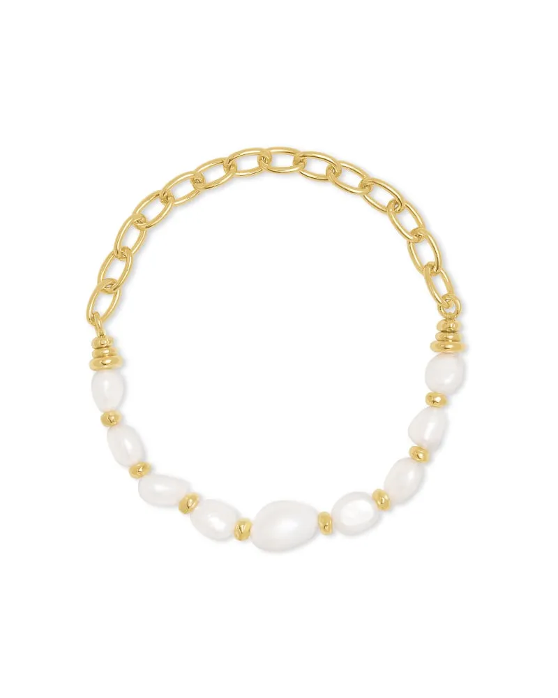 Kendra Scott Demi Stretch Bracelet - Gold White Baroque Pearl