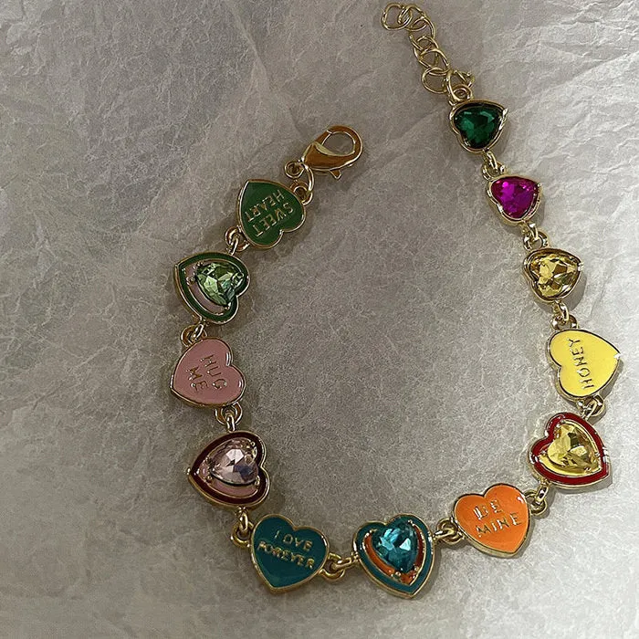 Kidcore Colorful Hearts Bracelet