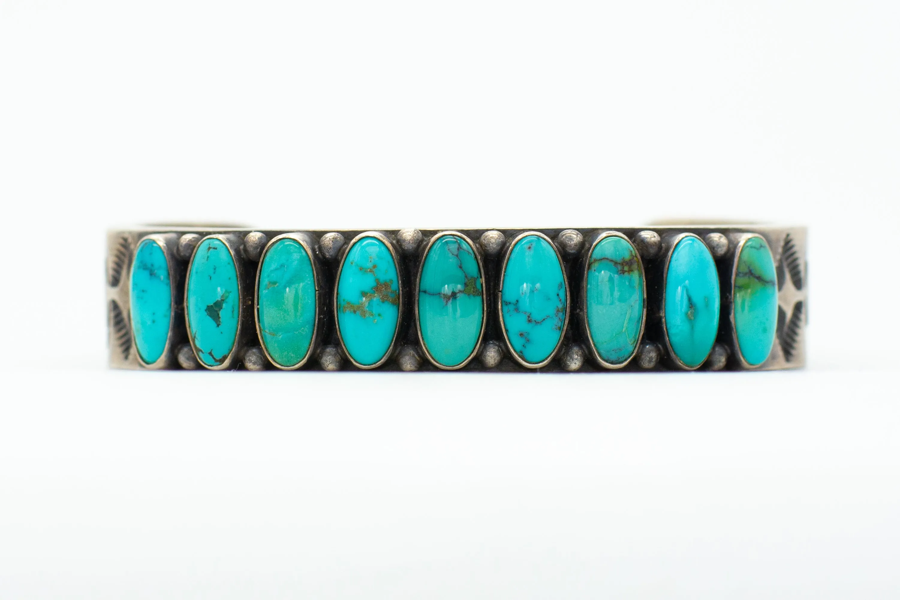 Kirk Smith Navajo Handmade Sterling Silver Turquoise Cuff Bracelet