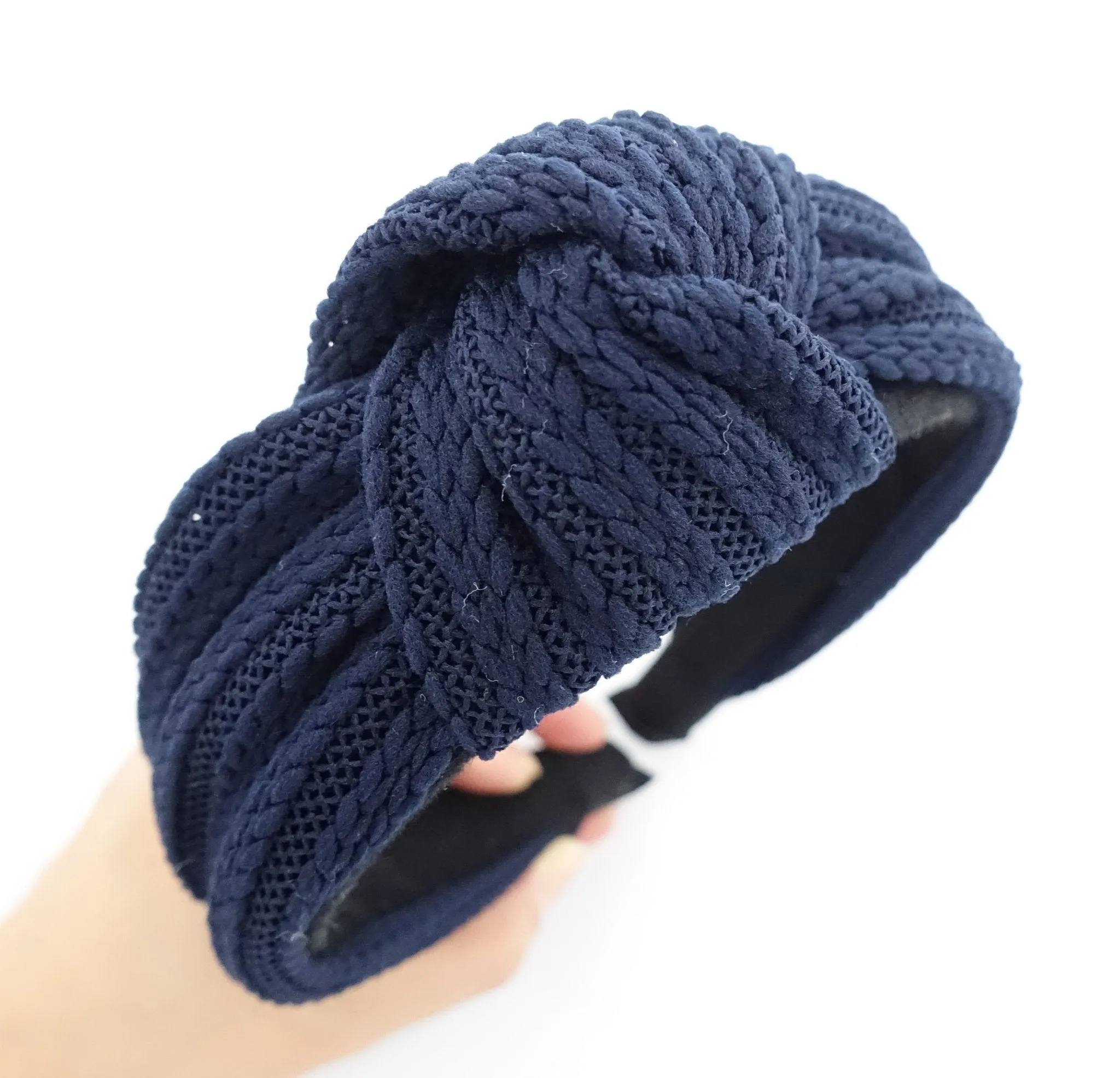 knit stripe top knot headband woman hairband