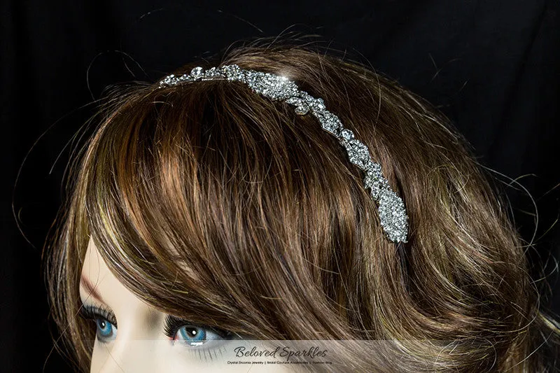 Kristy Art Deco Cluster Silver Headband | Swarovski Crystal