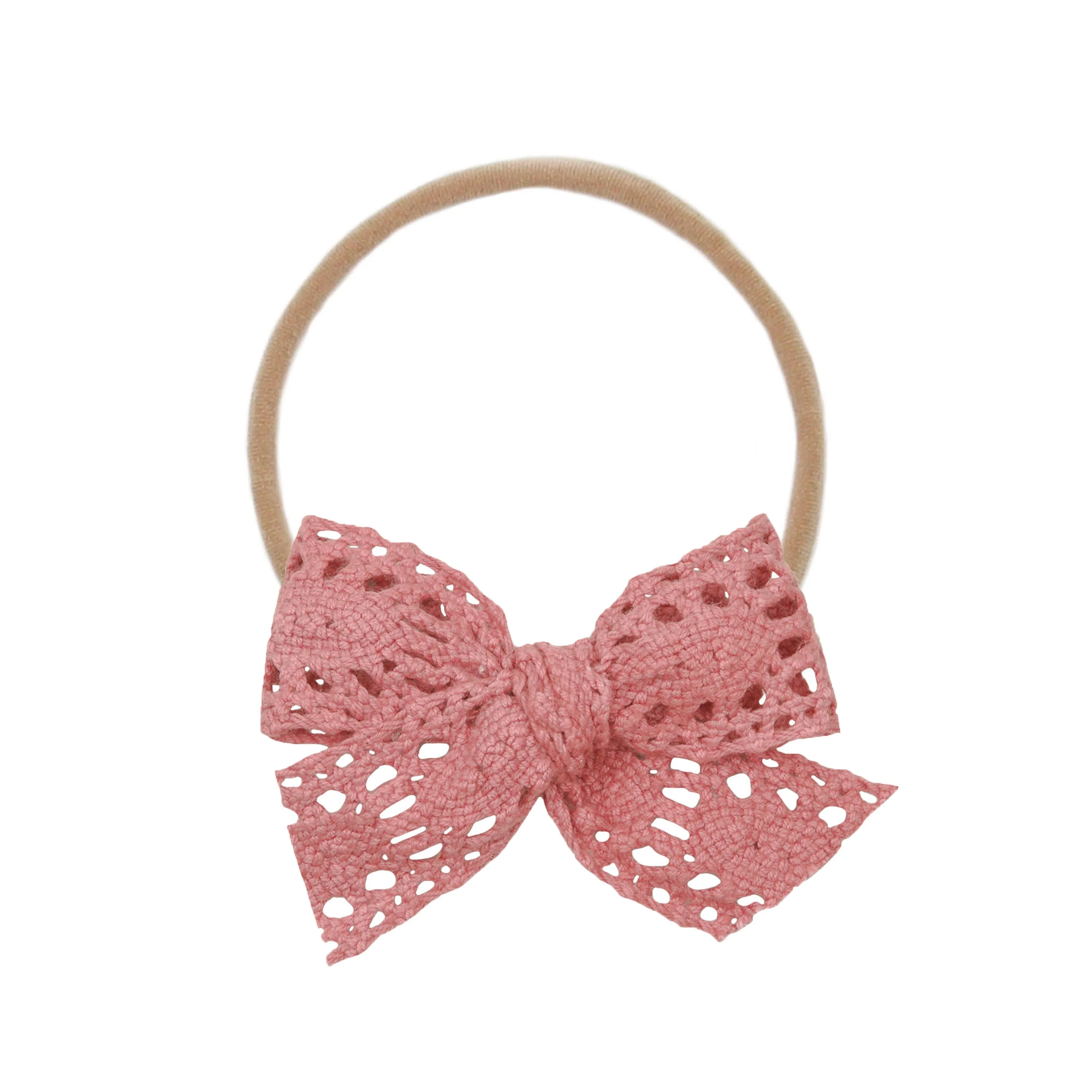 Lace Bow - Berry Crochet Headband