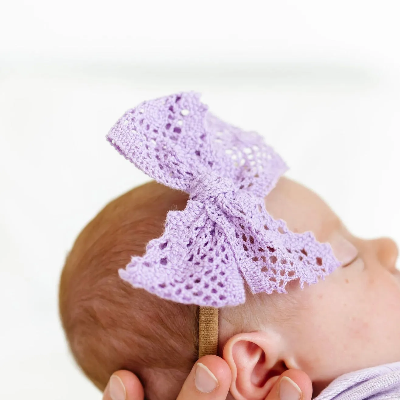 Lace Bow - Lavender Crochet Headband