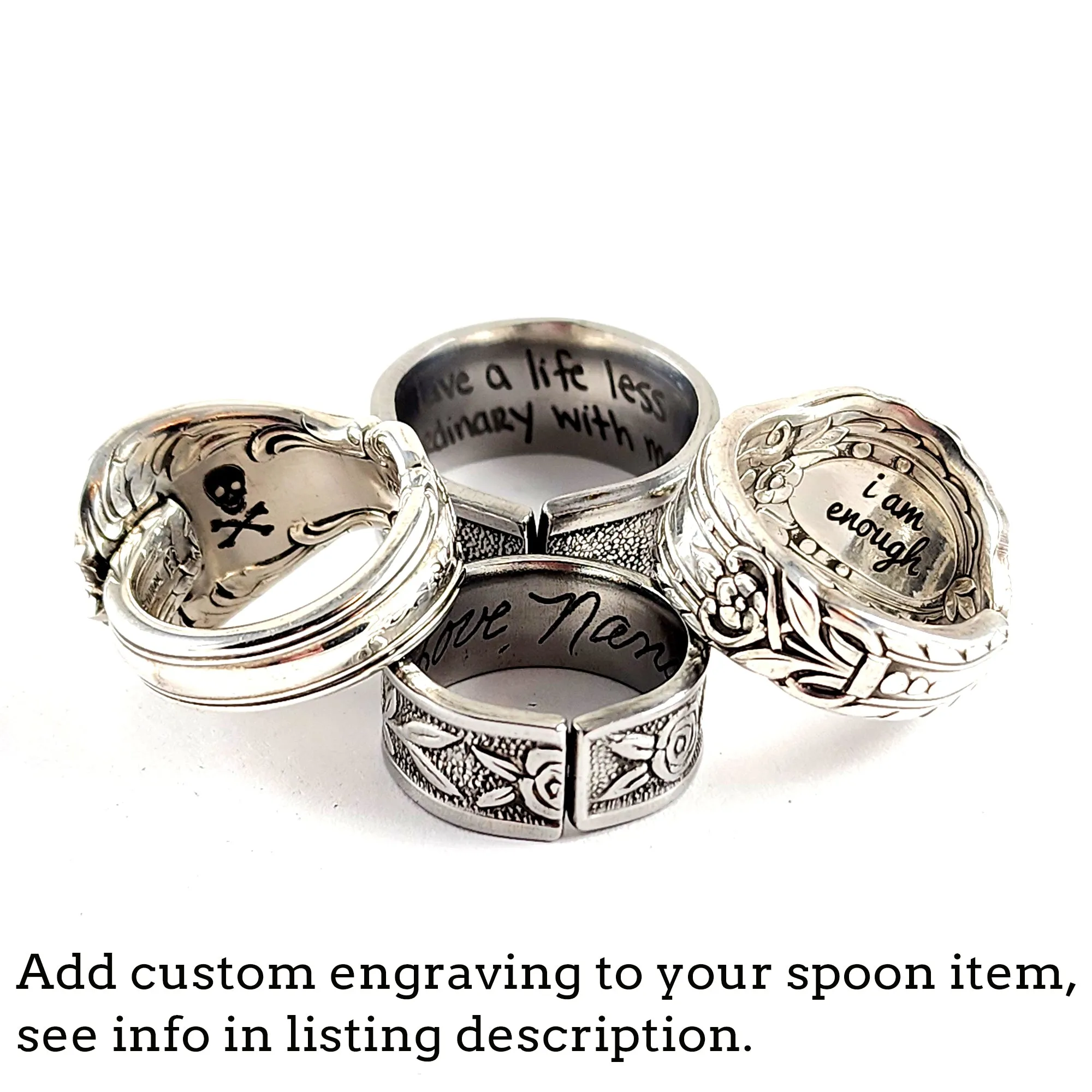 Lattice & Flowers Stainless Steel Spoon Ring