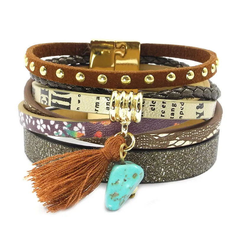 Leather bracelet 5 color 3 size women charm bracelets Bohemian bracelets & bangles Christmas gift jewelry for women