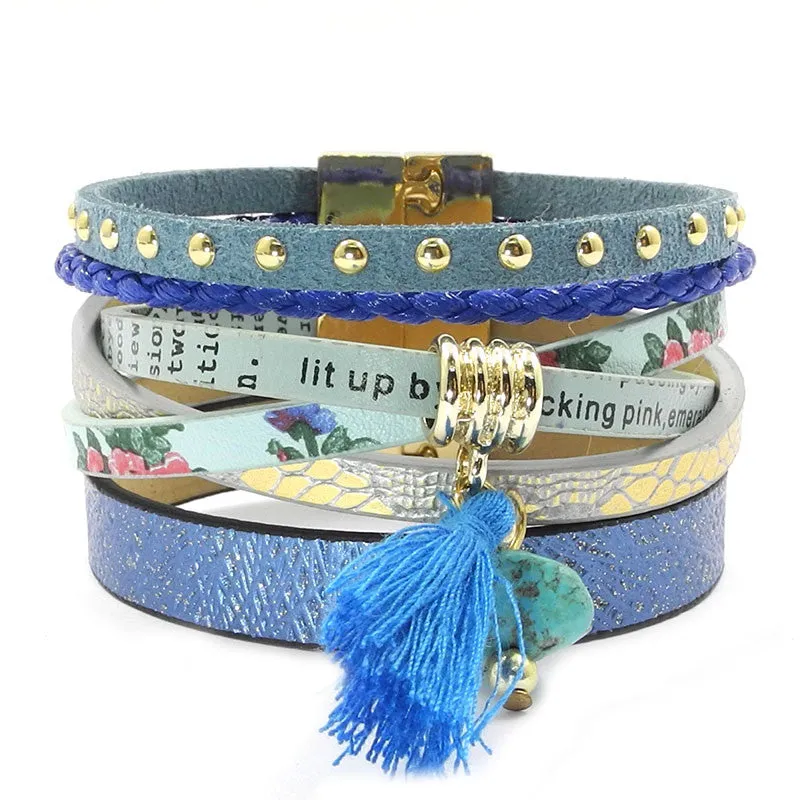 Leather bracelet 5 color 3 size women charm bracelets Bohemian bracelets & bangles Christmas gift jewelry for women