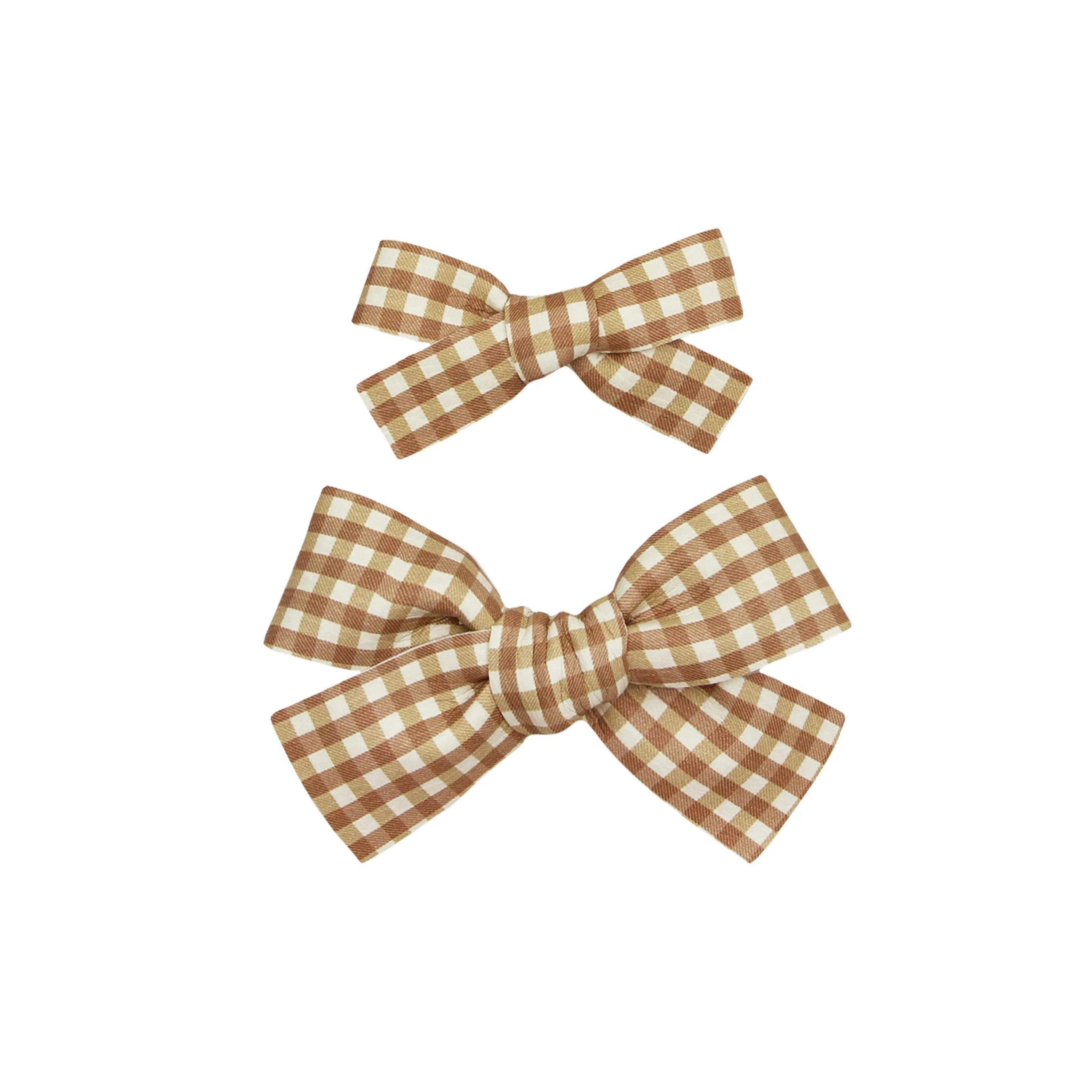 Leather - Bronze Check Bow Clip