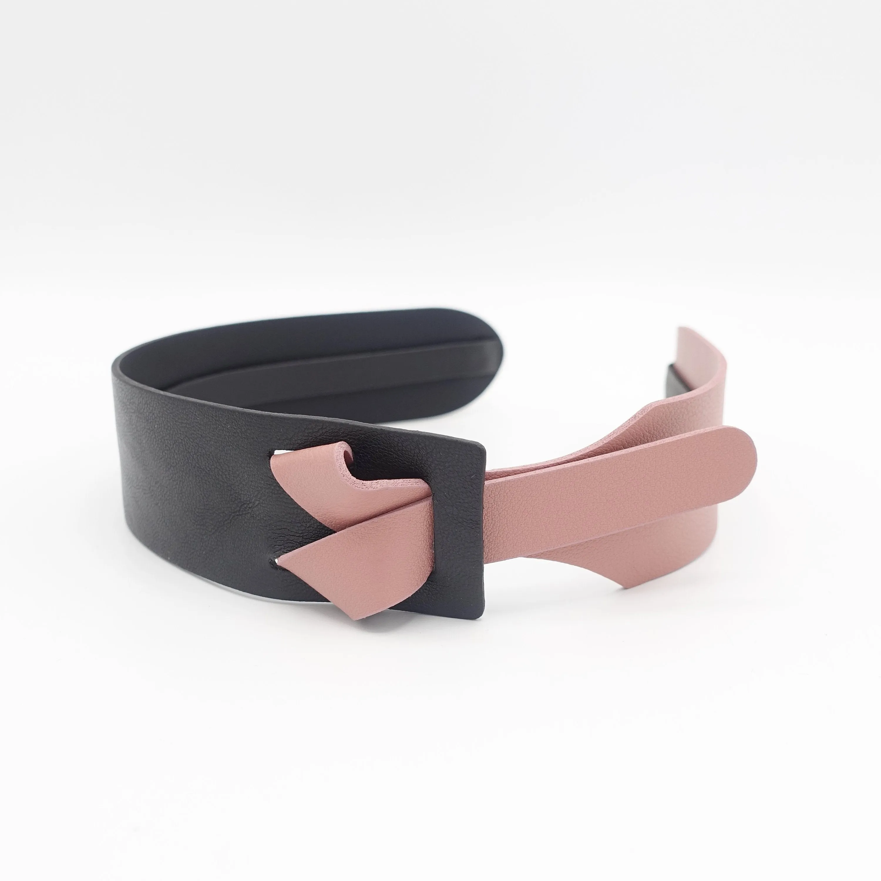 leather buckle headband two tone luxury style hair accessory for women