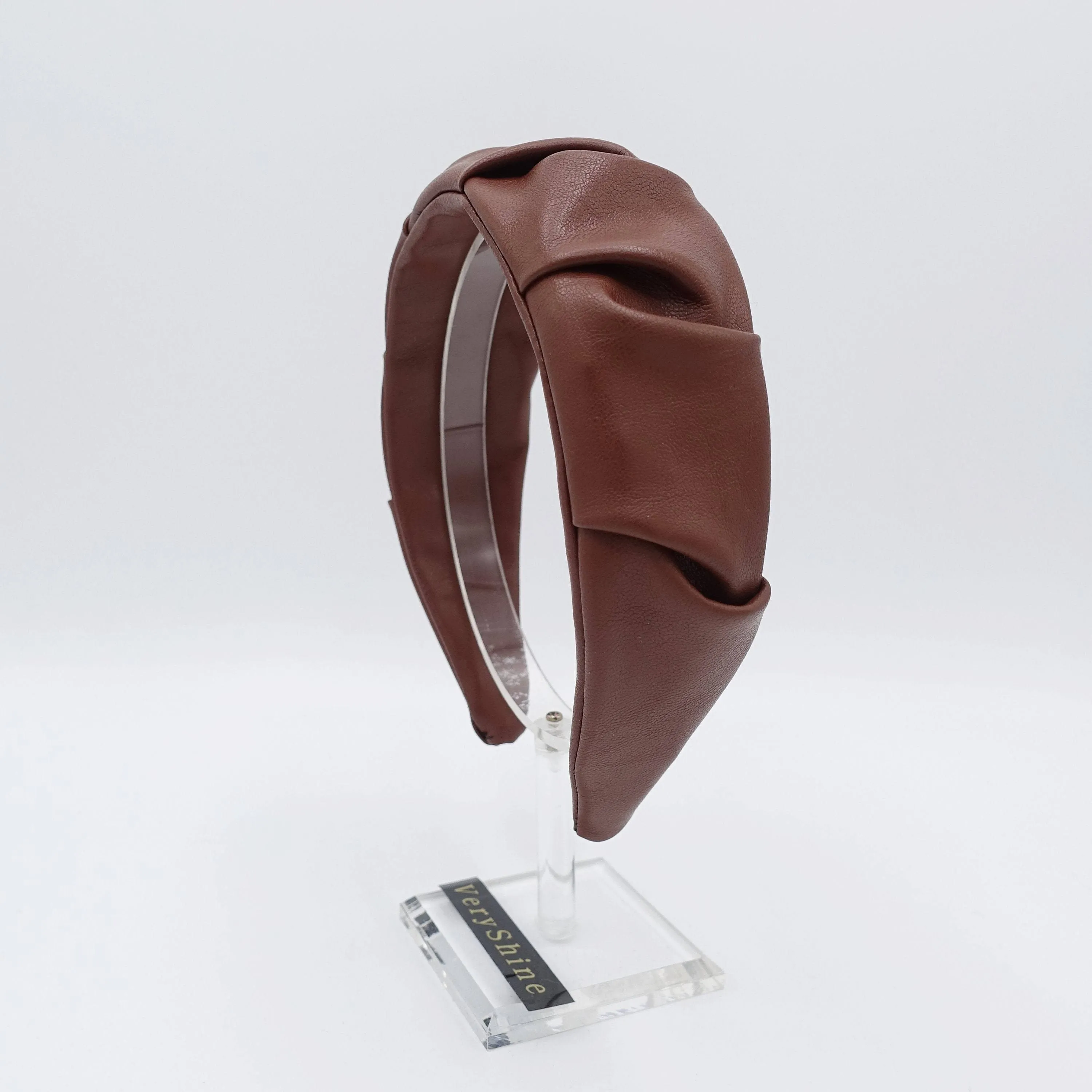 leather headband pleats hairband Fall Winter stylish hair accessory for women